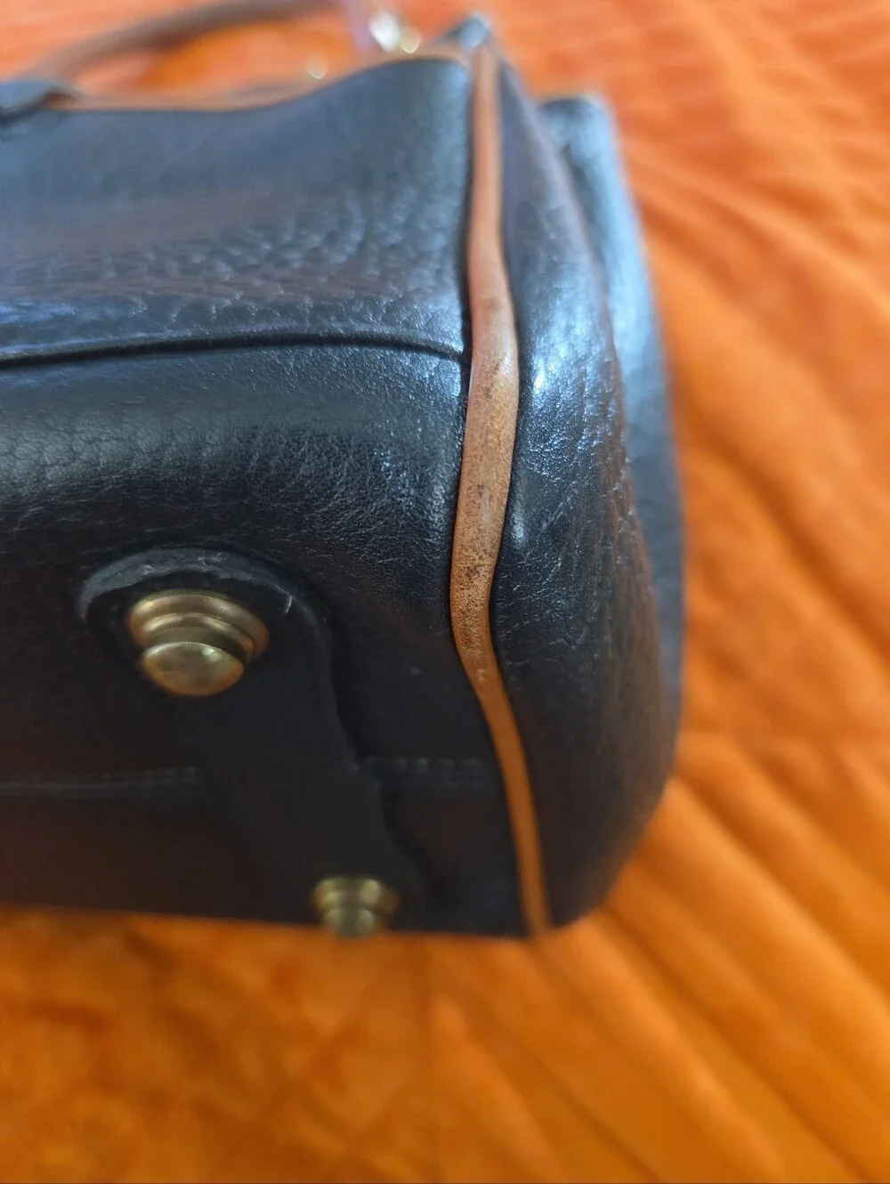 Vintage 1990s Dooney & Bourke All-Weather Leather Black British Tan Top Handle